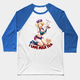 I love milk tea, bubble, boba, tapioca, kawaii anime tee Baseball T-Shirt